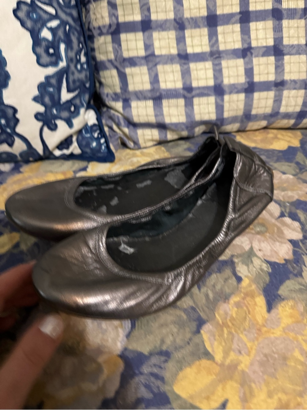 Cole Haan Metallic Gray Ballet Flats